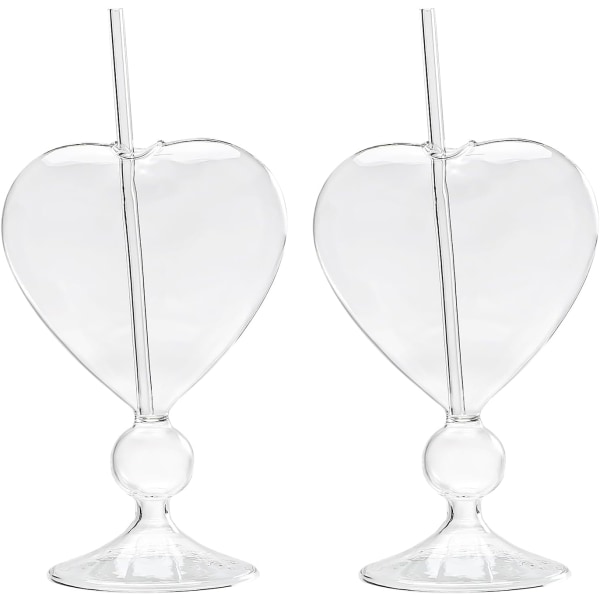 z Unika cocktailglasset med 2 kreativa hjärtformade vinglas med sugrör Romantiska dricksglas Juiceglas glänsande