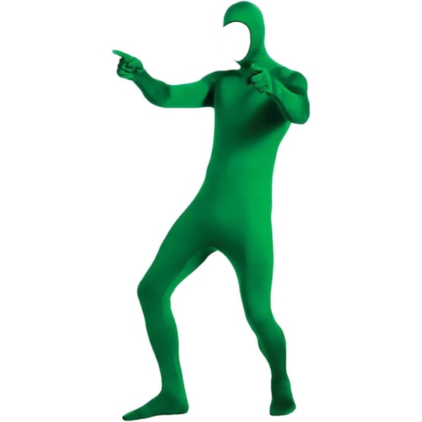 ler Spandex för män och kvinnor med öppet ansikte Helkropps Zentai Costume Body Grön Stor