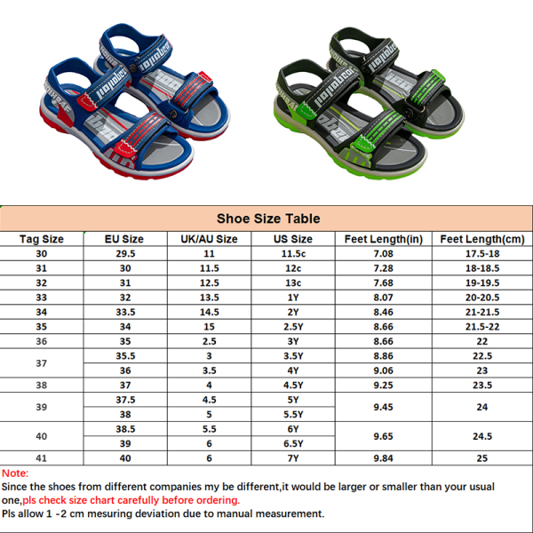 Platta sandaler med öppen tå för pojkar Blue Tag Size 40 Yards Long 24.5cm