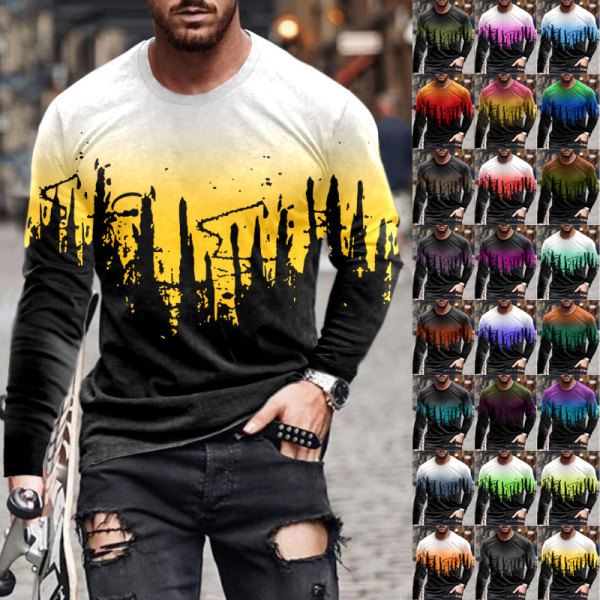 3D Print T-shirts Herr långärmade dagliga rundhalsade toppar 14# XL