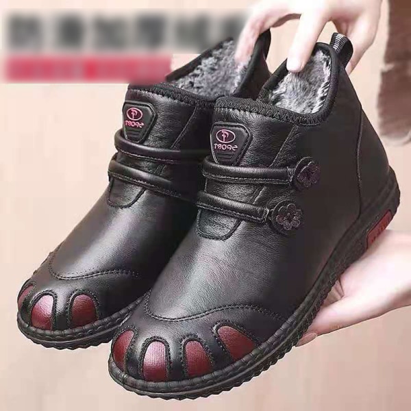 Dam Slip On Winter Warm Shoes Rund Toe Casual Comfort Shoe Black-4 41