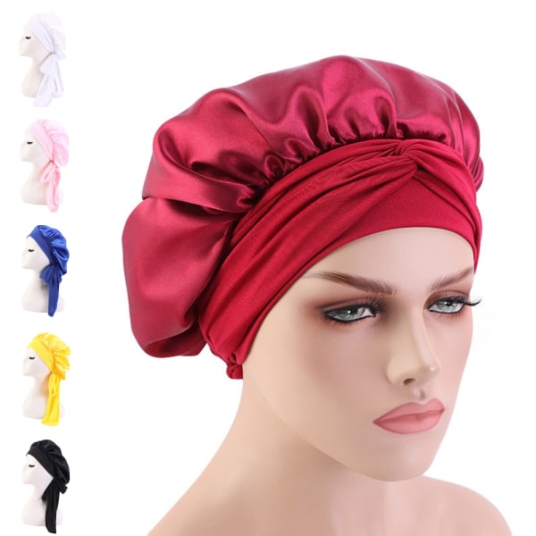 Kvinnor cap Head Cover Nattmössa Hair Wrap Sleep Hat Black Adjustable