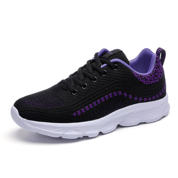 Sneakers med snörning för kvinnor med runda tå Black Purple 37