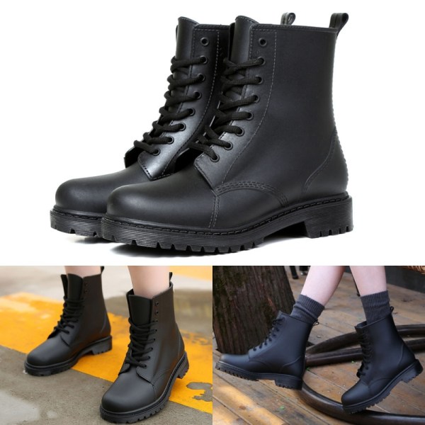 Regnstövlar med tjocka klackar för kvinnor Mid Garden Shoes Black 40