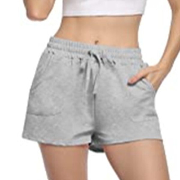 Kvinnor Elastisk midja sommarshorts Dragsko Korta Hot Pants Light Gray XL