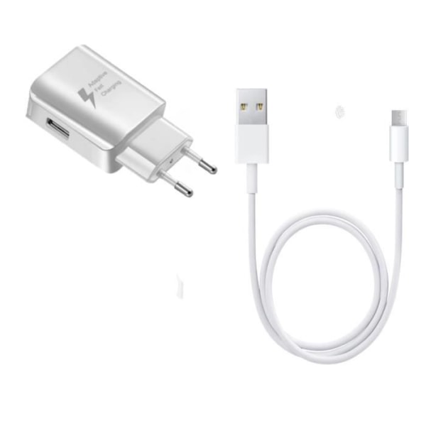 3A opladerpakke til Doogee X50 + mikro-USB-kabel - Ultrahurtig og kraftfuld 3A-oplader + mikro-USB-kabel Vit