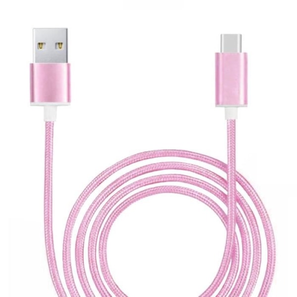 Typ C-kabel för UMIDIGI Power 7S i flätad nylon Fast Sync-Data Transfer - ROSA Rosa