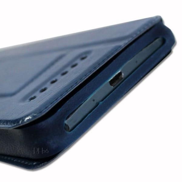 Motorola Moto G7 Extra Slim Blue Folio Case X 2 Windows i ekologiskt kvalitetsläder med magnetisk stängning och sömmar