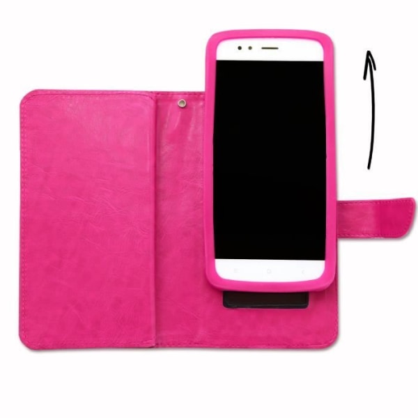 Housse folio - PH26® - HAIER VOYAGE V3 - Ekoskinn fuchsia - Magnetlock - Universell Fuchsia