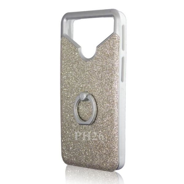 Prestigio Muze F3 Silver bagcover med diamant rhinestone effekt og anti-shock silikone gel konturer med ring til selfies, fotos