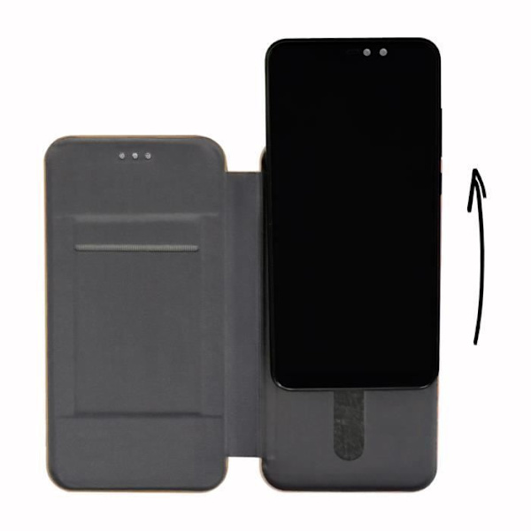 PH26® Folio-korthållare i guldkornigt ekoläder för Samsung Galaxy J7 Duo (2018)
