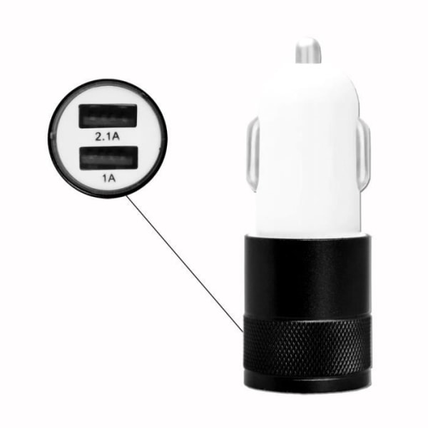 Sort USB Car Cigarettænder Oplader Dual Ports Ultra Hurtig USB X2 Bil Oplader 12-24V til Doogee S51 Svart