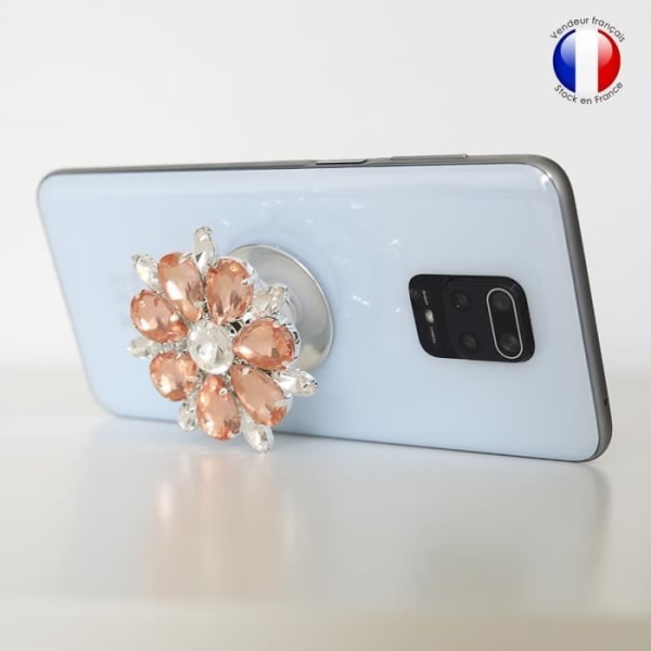 Vikbar mobiltelefonhållare för Infinix Hot 10 Super Diamond Design - Rosa &amp; Vit Diamant