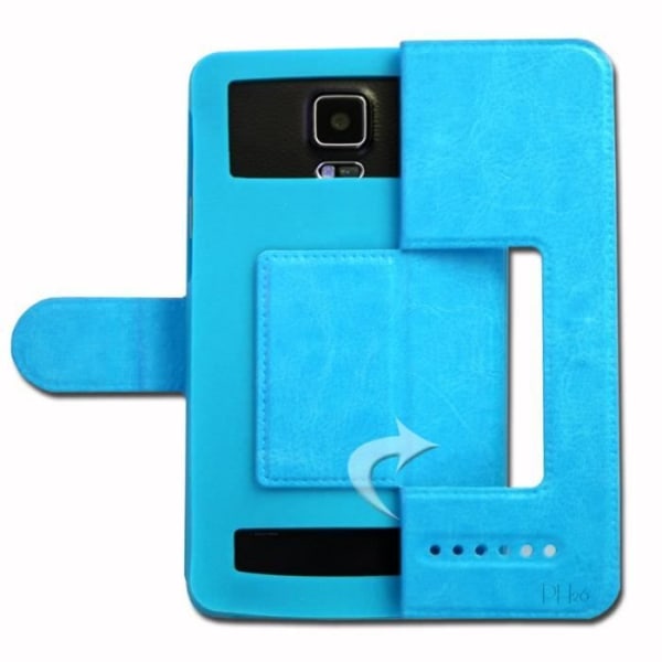 Blu Studio x8 HD 2019 Extra Slim Turquoise Folio Case Cover X 2 Ikkunat laadukkaasta ekologisesta nahasta magneettisuljuksella ja