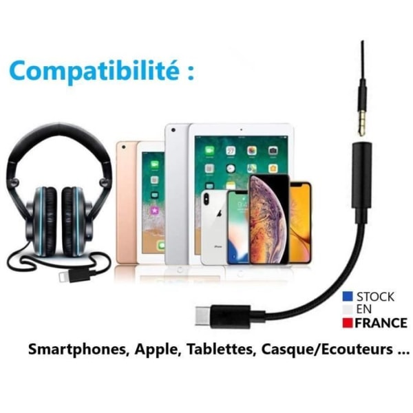 USB Type-C till 3,5 mm honkontaktadapterkabel för Xiaomi Black Shark Helo Plug and Play för dina hörlurar, hörlurar...