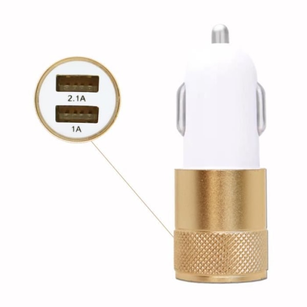 Guld USB Cigarettändare Laddare Dubbla portar Ultrasnabb USB X2 billaddare 12-24V för ZTE Voyage 30 Smooth Edition