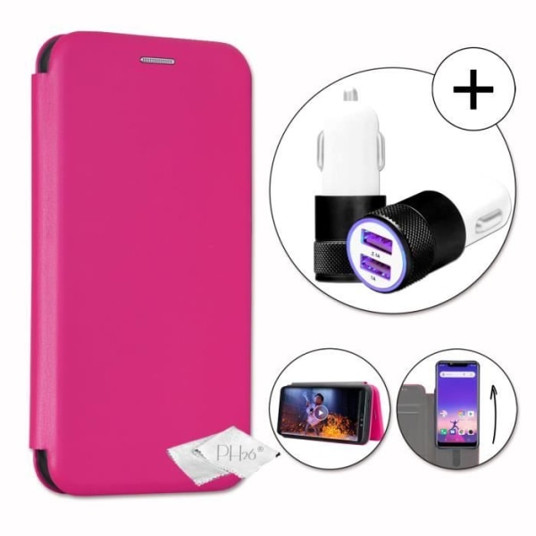 Housse folio - PH26 - Logicom Le Hop - Øko-læder med præg - Rosa - Semi-stiv Rosa