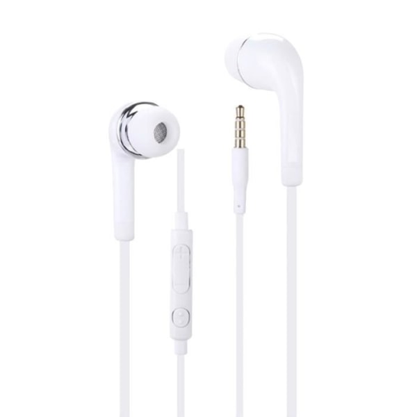 Vita högkvalitativa Audio In-Ear-hörlurar i ultrabekväm silikon, volymkontroll och mikrofon för Samsung