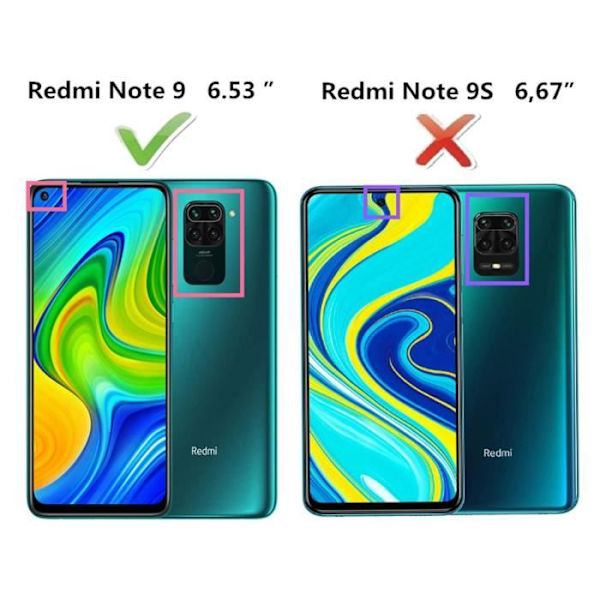 Asus Xiaomi Redmi Note 9-fodral，fodral + härdat glas 360 graders skydd Hård PC Bumper- Blå Blå