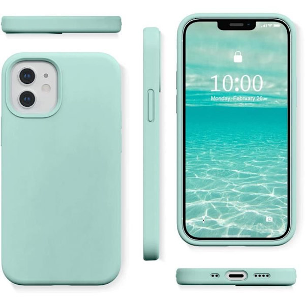 Flydende silikone etui til iPhone 12 5,4 tommer 2020 (Mint)