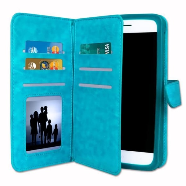 Etui folio - PH26® - Huawei Enjoy 8 Plus - Øko-læder turkis - Magnetisk flap - Universel Turkos