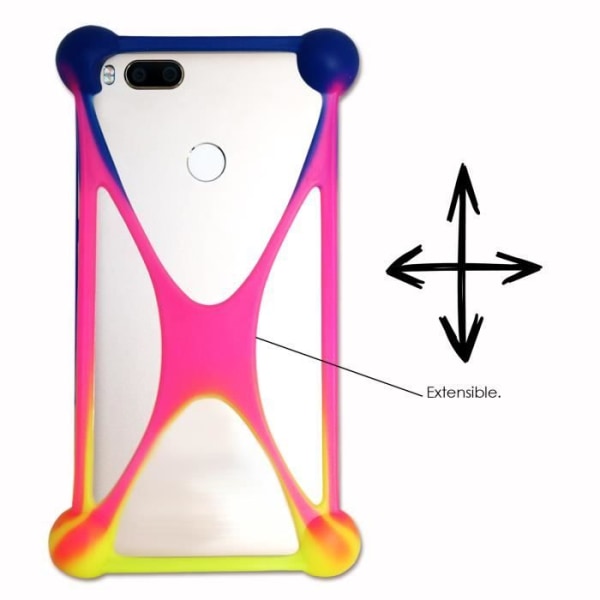 Super Pack Stötsäkert Multicolor Bumper Case för Huawei Honor play 8A med 2 härdade glasögon för MAXIMALt hårdhetsskydd