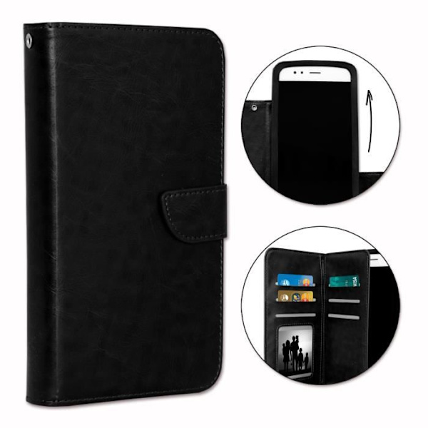 Etui husfolio - PH26 - Logicom L-ement 500L - Ekologiskt läder svart - Magnetlock - Universell Svart