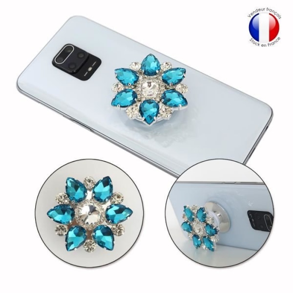 Foldbar Mobiltelefon Holder til LG Risio 4 Super Diamond Design - Turkis & Hvid Diamant Turkos