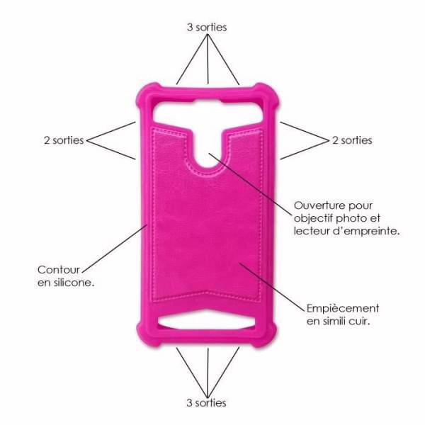 Fuchsia Pink læder-stil bagcover med anti-shock silikone gel konturer [tillader trådløs opladning] kompatibel med Allview Soul