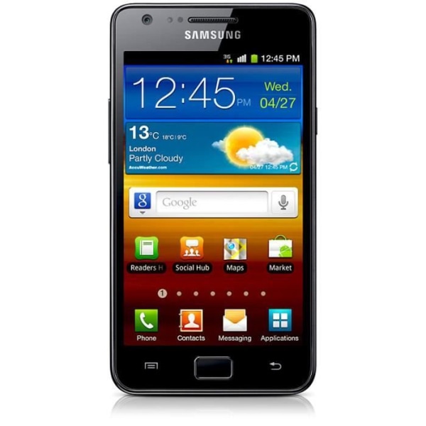 Samsung Galaxy S2 I9100 Sort dedikeret foliohus med vinduer i læderlook og synlige stikninger by PH26® Svart