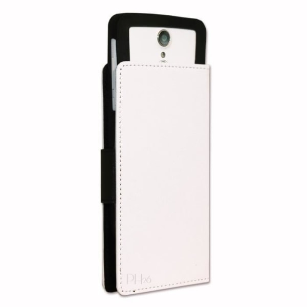 Housse folio - PH26® - Universel - Syntetisk læder med tekstur - Magnetisk klap - Kortlommer Vit