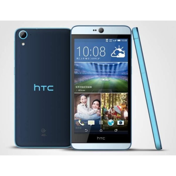 HTC DESIRE 826 Musta folio-kotelo ikkunoilla, nahkamaista materiaalia näkyvillä saumoilla by PH26®