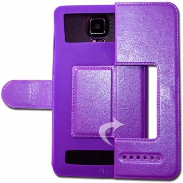 Elephone A5 lite Extra Slim Purple Folio Case Cover X 2 Ikkunat laadukkaasta ekologisesta nahasta magneettisuljuksella ja ompeleilla