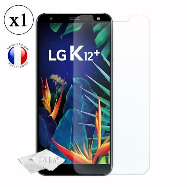 LG K12+ Skærmbeskytter i hærdet glas med høj gennemsigtighed, ultra resistent, ultra slank, anti-mærker, nem installation