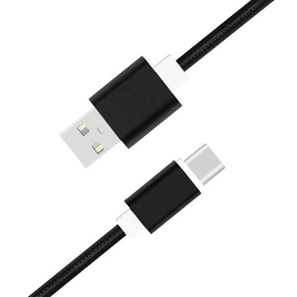 Typ C-kabel för Oppo A18 i flätad nylon Snabb synkronisering - Dataöverföring - SVART
