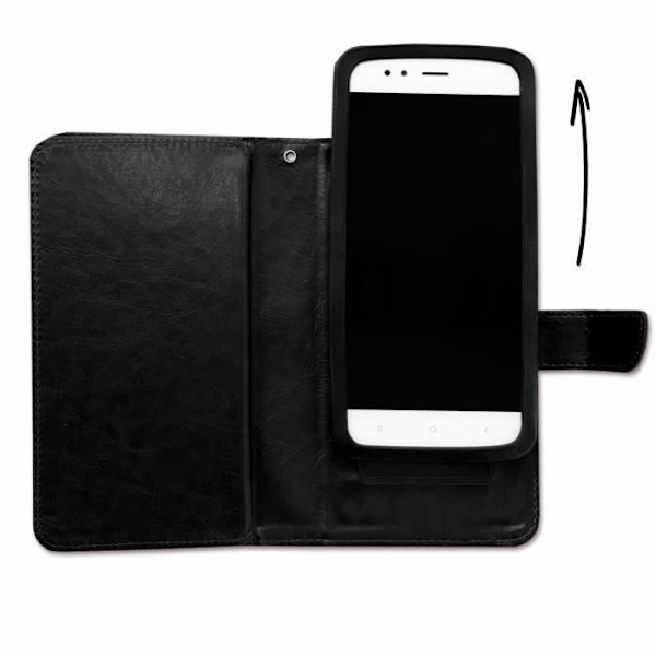 Etui folio - PH26® - Huawei G610s - Øko-læder sort - Magnetisk lukning - Universel Svart