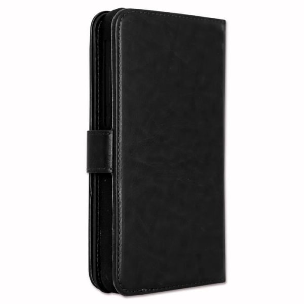 Foliofodral för Samsung Galaxy S22+ plånboksformat i ekoläder - dubbel invändig korthållare med flik - SVART