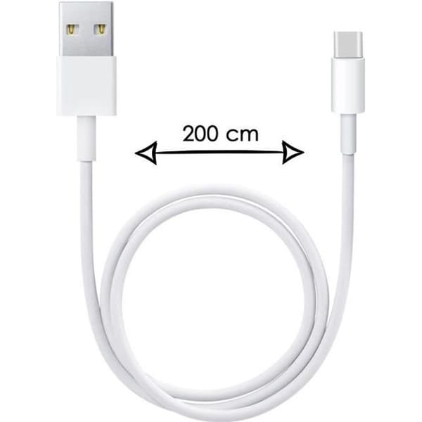 Typ C laddkabel - PH26 - 2 Meter - Kompatibel med Xiaomi Redmi 9A - Snabbladdning - Dataöverföring Vit