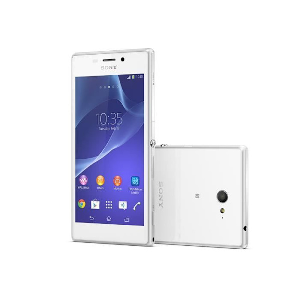 SONY XPERIA M2 Dedikeret sort foliocover med vinduer i læderstil med synlige syninger fra PH26® Svart