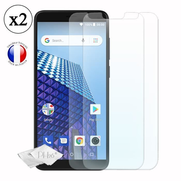 Super Pack til Archos Access 57 Bagcover i læderstil med anti-shock silikone gel konturer + 2 skærmbeskyttelsesfilm