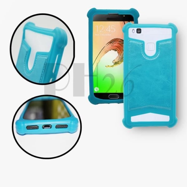Alcatel A30 Fierce Taustakuori taivaansinisestä nahasta, silikonigeelistä valmistetut iskuja kestävät reunat by PH26®