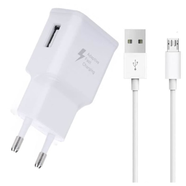 Pakkeoplader + kabel til Xiaomi Redmi 10A Sport Hurtigoplader Ultra-kraftig og hurtig NY GENERATION 3A med Micro-USB-KABEL Vit