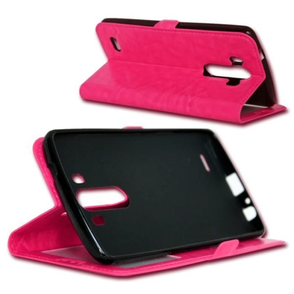 Etui Housse Coque Folio - PH26® - LG G3 S/ G3 MINI - Syntetiskt läder - Magnetisk - Mjuk Rosa