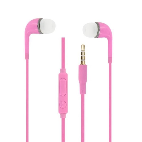 Pink højkvalitets lyd in-ear øretelefoner i ultrakomfort silikone volumenkontrol og mikrofon til Wiko Y61 Rosa