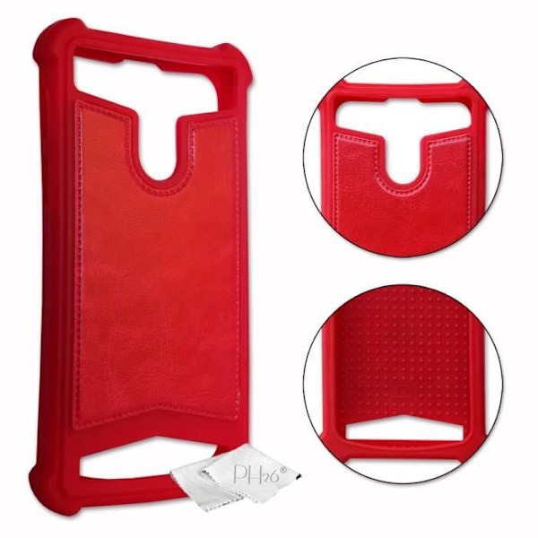 Coque bagtil - Danew - Konnect 506 - Rød - Læderlook - Stødabsorberende - Trådløs opladning Röd
