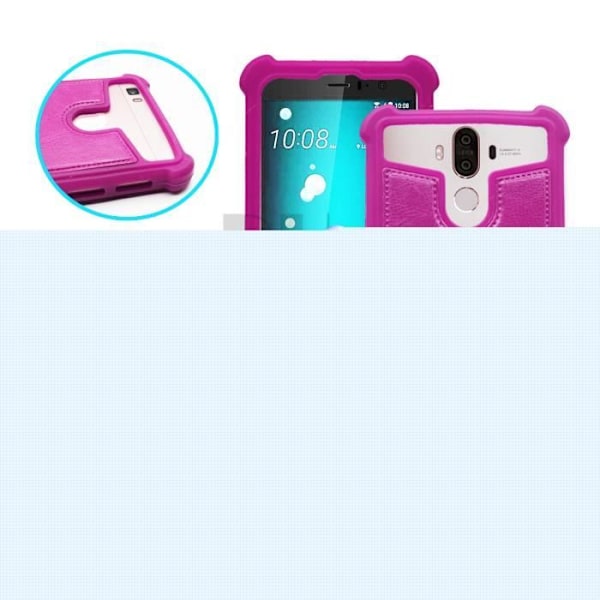 Cubot H3 Fuchsia bakstycke i läderstil med anti-chock silikongelkonturer från PH26®