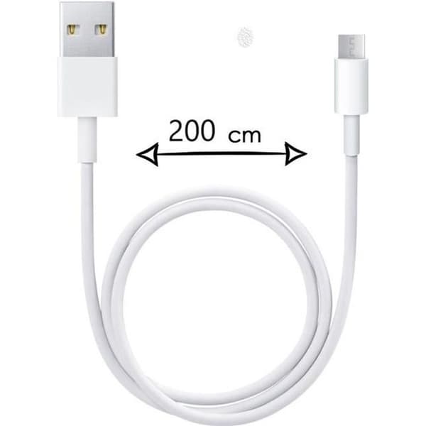 Laddnings- och datatransferkabel - PH26 - Duoduogo J5+ - Micro USB - 2 meter - Vit Vit