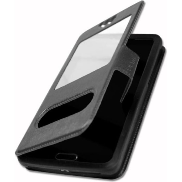 Coque til Altice S42 - Sort - Ekstra Slim - Øko læder - Magnetlukning - Synlige stikninger Svart