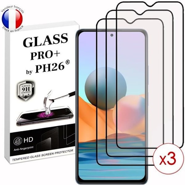 Pack 3 HELA skyddsfilmer för Xiaomi Redmi Note 10 Pro i ultrabeständigt härdat glas (maximal hårdhet) Vit