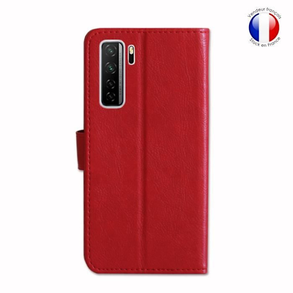 Plånboksfodral - Huawei - P40 Lite 5G - Läder - Röd - Magnetisk Röd